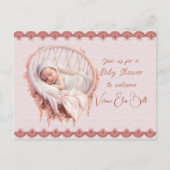 Invitation Carte Postale Bienvenue dans une douche bébé fille (Devant)