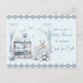 Invitation Carte Postale Bienvenue dans une douche bébé garçon (Devant)