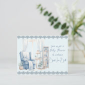 Invitation Carte Postale Bienvenue dans une douche bébé garçon (Debout devant)