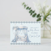 Invitation Carte Postale Bienvenue dans une douche bébé garçon (Debout devant)