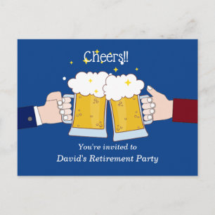 Invitation Carte Postale bières, à la santé, fête de départ à la retraite d