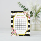 Invitation Carte Postale Bingo Fête des mariées | Bandes et Rose (Debout devant)