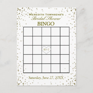 Invitation Carte Postale Bingo Fête des mariées   Confetti d'or