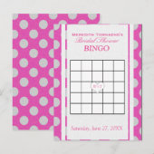 Invitation Carte Postale Bingo Fête des mariées | Rose et argent (Devant / Derrière)