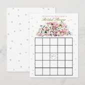 Invitation Carte Postale Bingo Fête des mariées | Roses rose (Devant / Derrière)