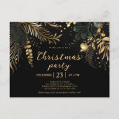 Invitation Carte Postale Black Gold Élégante fête de Noël (Devant)