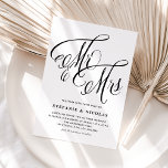 Invitation Carte Postale Black M. et Mme Rustic Mariage de calligraphie<br><div class="desc">Invités Invitations à vos célébrations mariages avec notre carte postale personnalisable faire-part de mariage. Il présente M. et Mme en calligraphie rustique. Cette carte postale en noir et blanc est parfaite pour tous les thèmes mariages ou toute saison. Que vous planifiez un mariage de printemps, rustique ou classique, cette carte...</div>