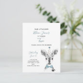 Invitation Carte Postale Black & White Blue Deer Boy 2e anniversaire (Debout devant)