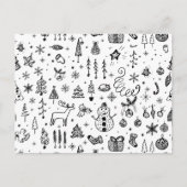 Invitation Carte Postale Black & White Christmas Icons Pattern – Cute  (Devant)