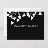 Invitation Carte Postale Black White Heart RSVP (Devant / Derrière)