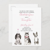 Invitation Carte Postale Black White Pink Script Fille de 2e anniversaire (Devant / Derrière)