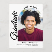 Invitation Carte Postale Blanc Enregistrer la date Graduation Arche photo n (Devant)
