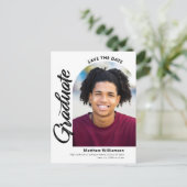 Invitation Carte Postale Blanc Enregistrer la date Graduation Arche photo n (Debout devant)