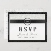 Invitation Carte Postale Blanc noir et touche d'or RSVP Sélections de repas (Devant / Derrière)