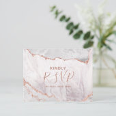 Invitation Carte Postale Blanc & Rose Gold Agate Mariage Repas Choix RSVP (Debout devant)