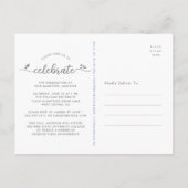 Invitation Carte Postale Bleu 4 Photo Graduation Moderne Fille Coeurs Scrip (Dos)
