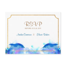 Bleu Aquarelle Dolphin RSVP Postale