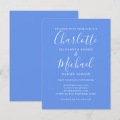 Invitation Carte Postale Bleu Barbeau Élégant Mariage Moderne Écriture (Devant / Derrière)