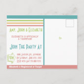 Invitation Carte Postale Bleu Bright Moderne Stripes Adoption Annonces (Dos)