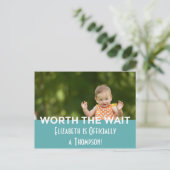 Invitation Carte Postale Bleu Bright Moderne Stripes Adoption Annonces (Debout devant)