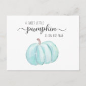 Invitation Carte Postale Bleu Citrouille Aquarelle bébé garçon douche (Devant)