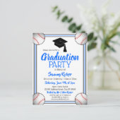 Invitation Carte Postale Bleu de baseball et Black Graduation Party (Debout devant)