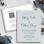 Invitation Carte Postale Bleu Dusté Script Moderne Tout en un Mariage simpl<br><div class="desc">Script Moderne Bleu Dusty Tout En Une Simple Carte De Faire-part de mariage Minimaliste. Célébrez votre journée spéciale avec cette belle et élégante carte de faire-part de mariage pour embellir votre occasion spéciale. Tous les textes sont pré-arrangés pour que vous personnalisiez facilement et rapidement avec vos propres détails. Si vous...</div>