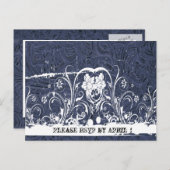 Invitation Carte Postale Bleu en cuir à outils RSVP (Devant / Derrière)