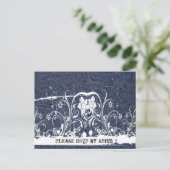 Invitation Carte Postale Bleu en cuir à outils RSVP (Debout devant)