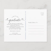 Invitation Carte Postale Bleu Enregistrer la date Graduation Photo Script C (Dos)