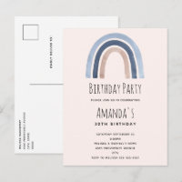 Bleu et Pêche Arc-en-ciel Design Boho Anniversaire