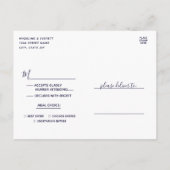 Invitation Carte Postale Bleu Nuit Or Feuille d'Agate Mariage Choix de Repa (Dos)