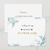 Invitation Carte Postale Bleu Poussiéreux Feuillage Eucalyptus Fille Fleur (Devant / Derrière)