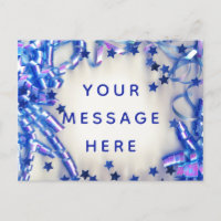 Bleu Ruban et Stars Confetti Blank Message