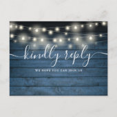 Invitation Carte Postale Bleu Russe Lumières Chanson Demande RSVP (Devant)
