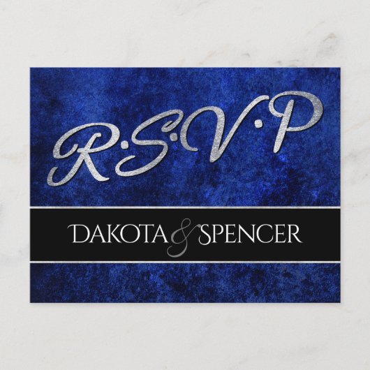 Invitation Carte Postale Bleu saphir | Cobalt Grunge Mariage Entree RSVP (Devant)