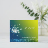 Invitation Carte Postale Bleu Vert Printemps Dandelion Mariage RSVP (Debout devant)