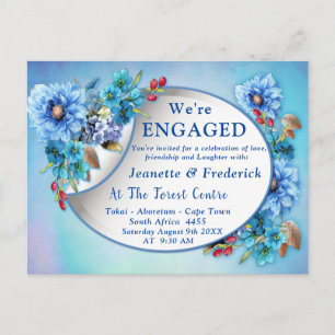 Invitation Carte Postale Bleus de la Centaurée en aquarelle pour fiançaille