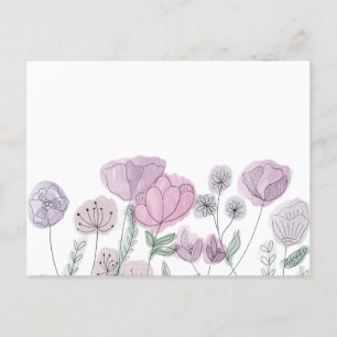 Invitation Carte Postale Blooms Fleurs sauvages aquarelles
