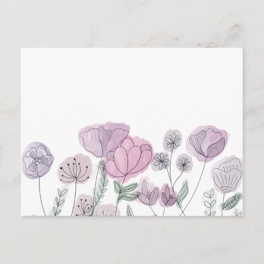 Invitation Carte Postale Blooms Fleurs sauvages aquarelles (Devant)