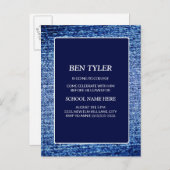 Invitation Carte Postale Blue Denim-Look Alway to College Card (Devant / Derrière)