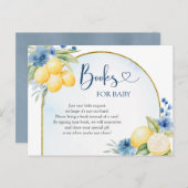Invitation Carte Postale Blue Floral Lemon Main Squeeze Livres pour bébé (Devant / Derrière)