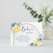 Invitation Carte Postale Blue Floral Lemon Main Squeeze Livres pour bébé (Debout devant)