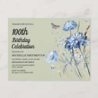Blue Floral Sage Green Femmes 100e anniversaire