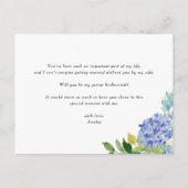 Invitation Carte Postale Blue Hydrangea et Ivory Rose Bridesmaid Propositio (Dos)