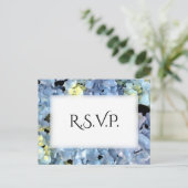 Invitation Carte Postale Blue Hydrangea Frame Wedding Réponse RSVP (Debout devant)