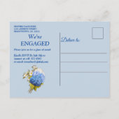 Invitation Carte Postale Blue Hydrangeas Watercolor fleurs Fiançailles (Dos)