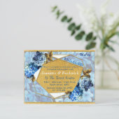 Invitation Carte Postale Blue Hydrangeas Watercolor fleurs Fiançailles (Debout devant)