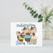 Invitation Carte Postale Blue Party Monkeys 3e anniversaire T-shirts et cad (Debout devant)