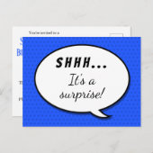 Invitation Carte Postale Blue Surprise Anniversaire de la fête Discours Bub (Devant / Derrière)